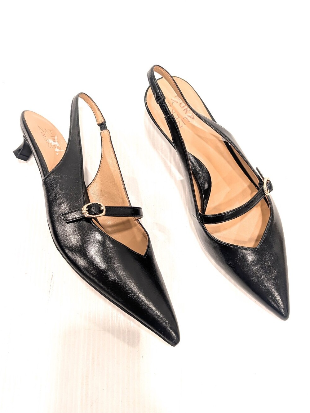 NATURALIZER Grayson Mary Jane Pointed Toe Black Slingback Heels Size 10